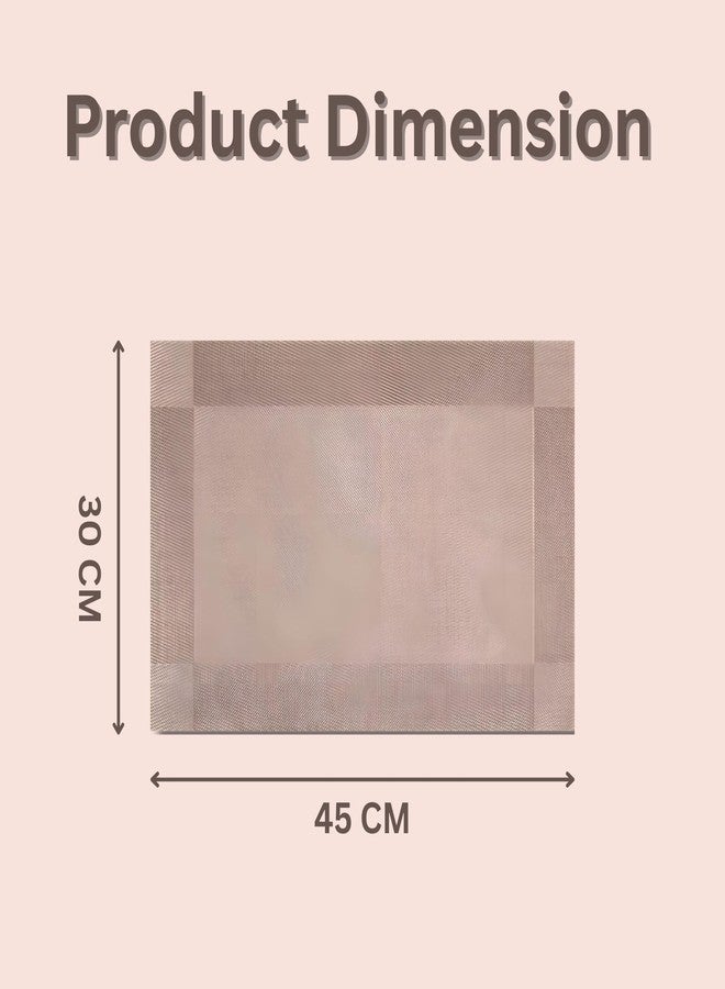 Hian Heat-Resistant PVC Dining Placemats | Premium Woven Vinyl Brown Table Mats |45×30 CM| Stain & Spill Resistant, Easy-Clean, Durable Non-Slip for Kitchen & Dining | Set of 6 - Image 2